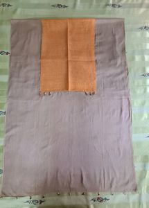 Beige Cotton Dupatta with Mustard jute Panel