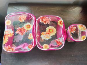 Floral Print Cosmetic Bag Set of 6