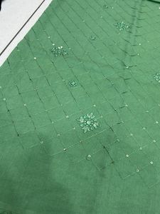 Elegant Green Dress Material with Embellishments