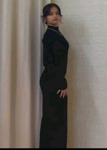 Branded Black Knit Maxi Dress