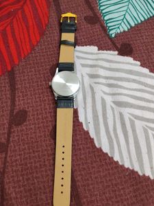 Classic Black Leather Strap Watch