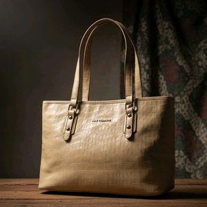 Lino Perros Crimpson Yellow Croc Textured Tote Bag