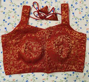 Red Brocade Blouse