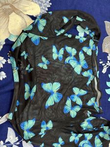 2 Artistic Collage Print Mesh Tops