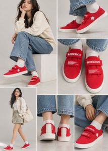 Descente Puregram Velcro Sneakers – Red |Unisex