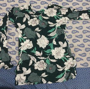 Chic Floral Print Long Sleeve Short Kurti