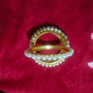 Elegant Pearl Bangles - Set of Four