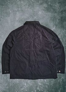 2000s Silver Flames Cross Embroidered Jacket