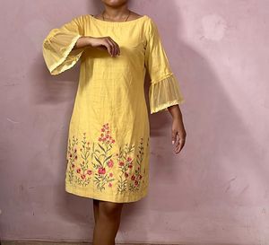 Yellow Embroidered Kurta