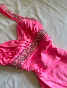 Stunning Pink Embellished Halter Neck Dress