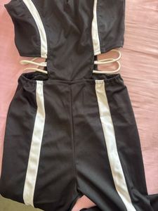 Chic Black &amp; White Cut-Out Jumpsuit
