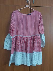 Chic Striped Tunic with Eyelet Details