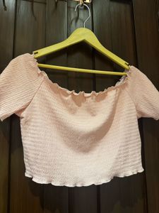 Chic Off-Shoulder Smocked Crop Top