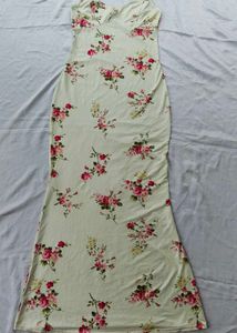 NEWME Cream Floral Spaghetti Straps Dress