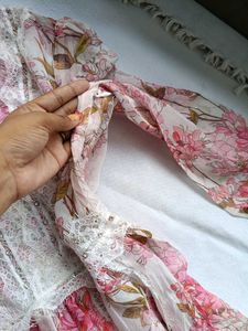 Floral Maxi Dress with Lace Trim