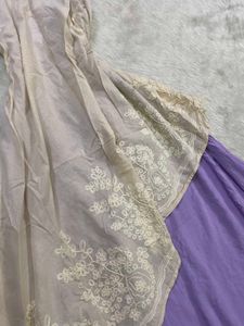 Lavender &amp; Cream Dual-Tone Embroidered  Dress