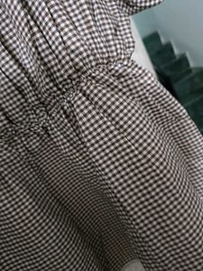 Brown Gingham Off-Shoulder top