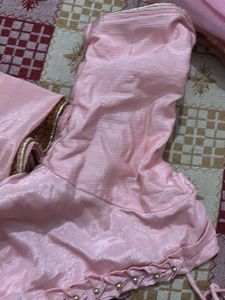 Elegant Pink Embroidered Saree