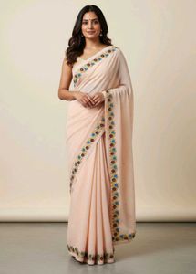 Elegant Peach Ethnic Saree