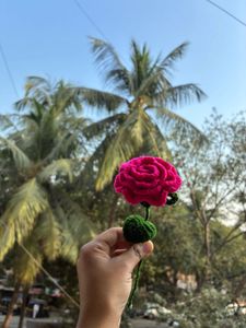 Handmade Crocheted Pink Rose