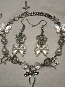 Y2K Cute Bow &amp; Butterfly Charm Jewelry Set