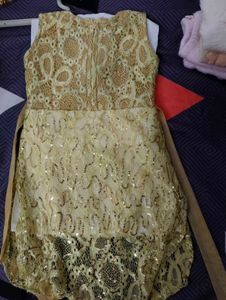 Girls Golden Embellished Lehenga Choli