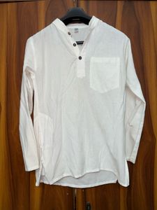 Men's White Linen Kurta | Size (Medium)