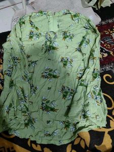 Light Green Floral Print Kurta