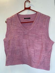 Pink Knit Sweater Vest
