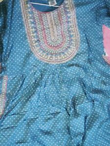 109.Beautiful Teal Nyra cut Kurti