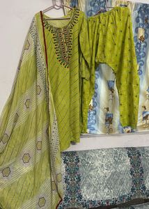 Lime Green Kurta Set with Dupatta
