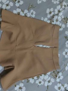 Stylish Tan Skirt with Ruffle Hem