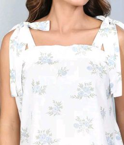 Floral Print Tie-Shoulder Top