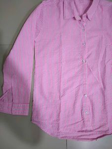 Pink &amp; White Striped Cotton Shirt 🌸