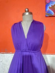 V-Neck Purple Maxi Dress