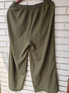 Olive Green Wide Leg Pants with one spot