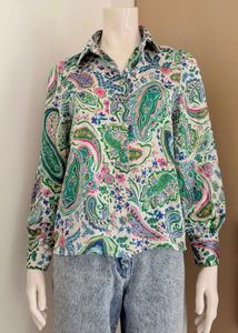 Zara Paisley Print Button-Up Shirt