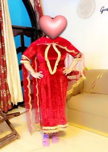 Red Velvet Salwar Kameez Suit
