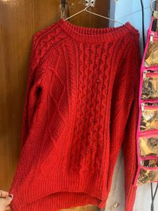 Red Cable Knit Sweater