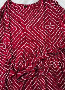 Maroon Bandhani Print Kurta
