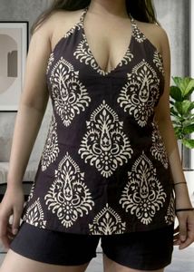 Boho Print Halter Neck Tank Top