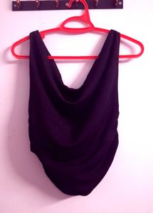 Sleek Black Cowl Neck Sleeveless Top
