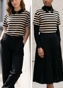 Striped Collared Tunic Top