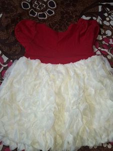 Red &amp; White Baby Dress with Bow