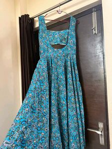 Elegant Blue Printed Maxi Dress