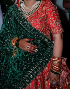 Red &amp; Gold Embroidered Lehenga