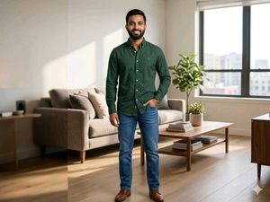 Men's Green Button-Up Shirt