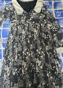 Chic Black &amp; White Floral Print Dress
