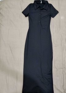 Chic Black Button-Down Maxi Dress