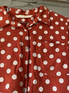 Rust dotted Button-Up Shirt
